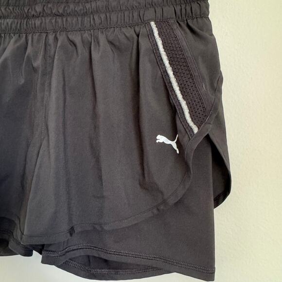 Puma Women's Shorts Size Large 2 in 1 Black Running Athletic Biker 5' - Picture 2 of 10